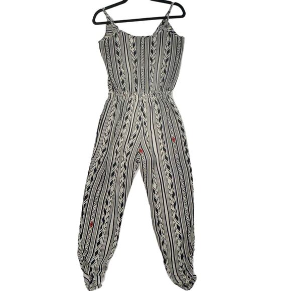 Design Lab V-Neck Tank Jumpsuit Aztec Print Pockets Adjustable Straps Size XS - Picture 4 of 14